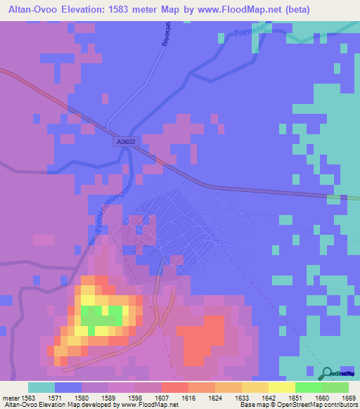 Altan-Ovoo,Mongolia Elevation Map