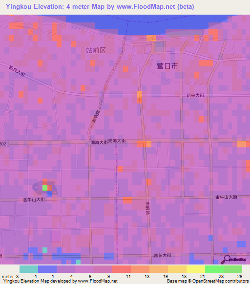 Yingkou,China Elevation Map