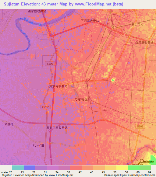 Sujiatun,China Elevation Map