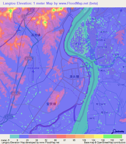 Langtou,China Elevation Map