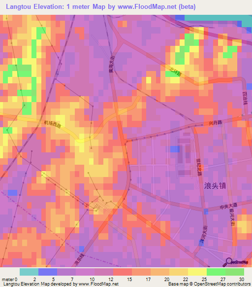 Langtou,China Elevation Map