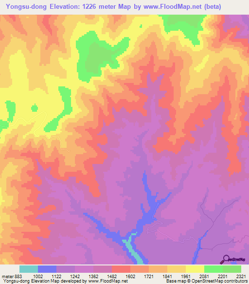 Yongsu-dong,North Korea Elevation Map