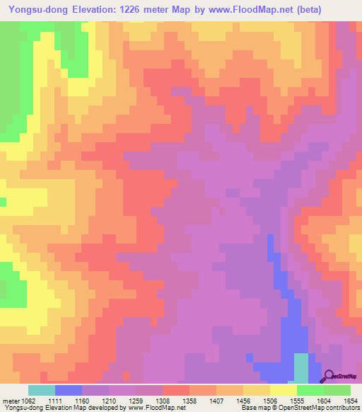 Yongsu-dong,North Korea Elevation Map