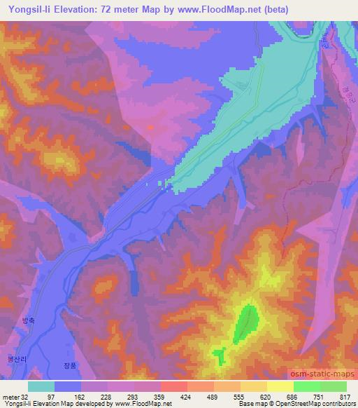 Yongsil-li,North Korea Elevation Map