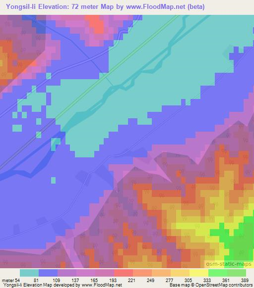 Yongsil-li,North Korea Elevation Map