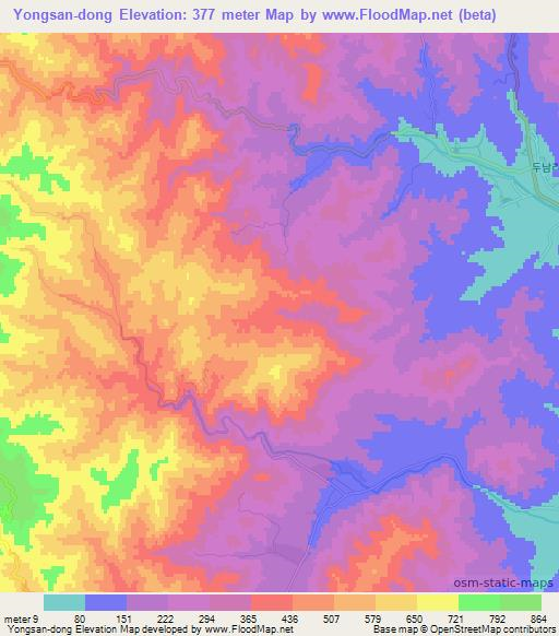 Yongsan-dong,North Korea Elevation Map