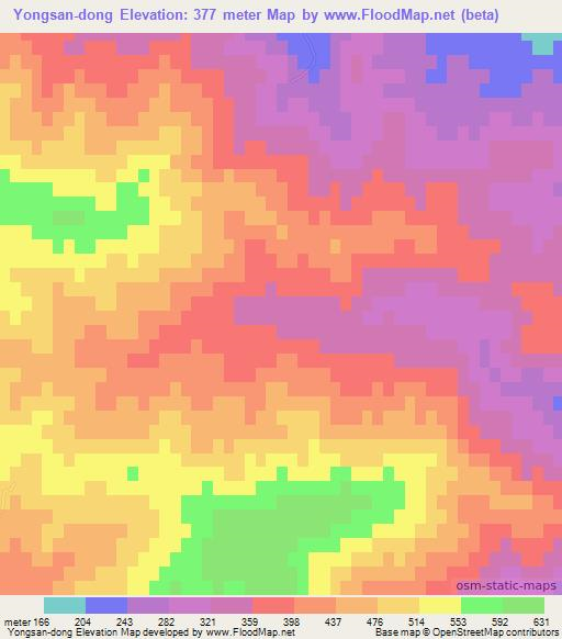 Yongsan-dong,North Korea Elevation Map