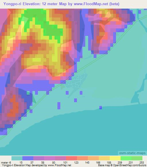 Yongpo-ri,North Korea Elevation Map