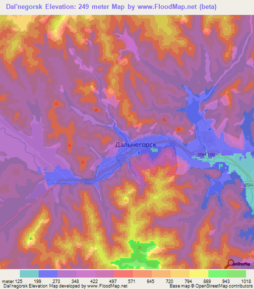 Dal'negorsk,Russia Elevation Map