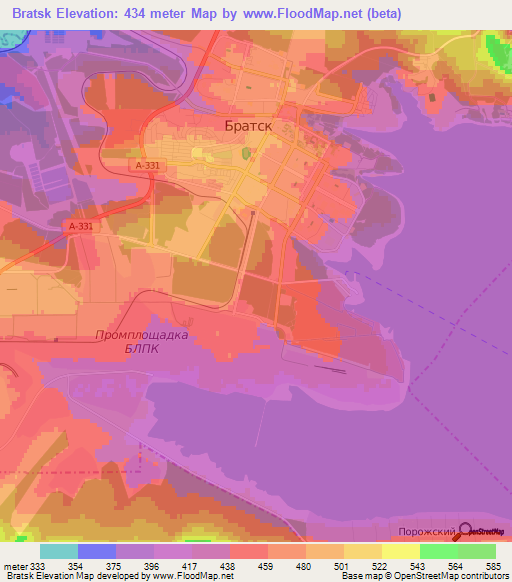 Bratsk,Russia Elevation Map