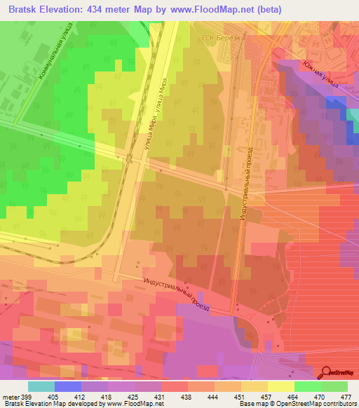 Bratsk,Russia Elevation Map