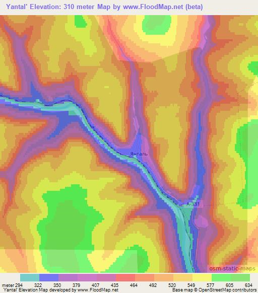 Yantal',Russia Elevation Map