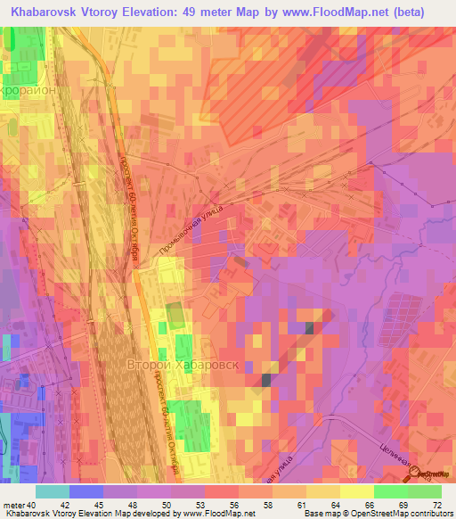 Khabarovsk Vtoroy,Russia Elevation Map