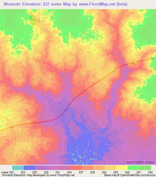 Wonardo,Australia Elevation Map