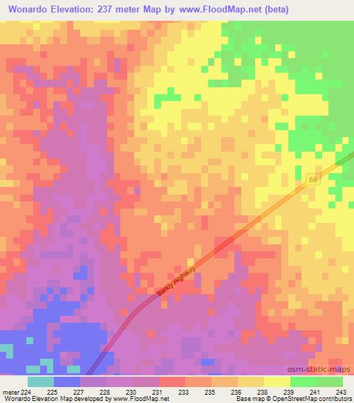 Wonardo,Australia Elevation Map