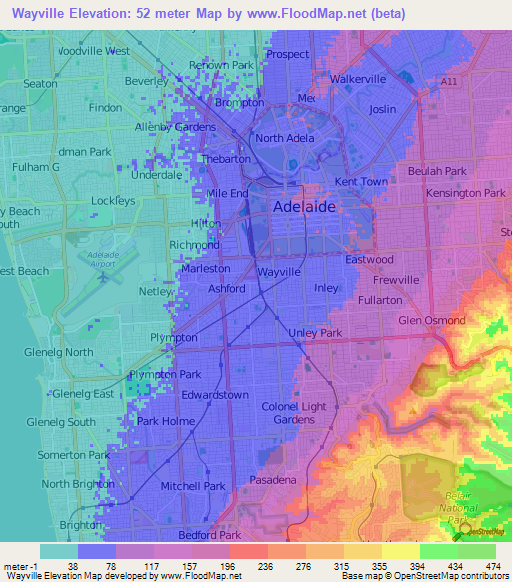 Wayville,Australia Elevation Map