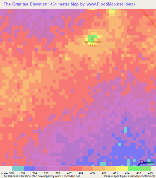 The Granites,Australia Elevation Map