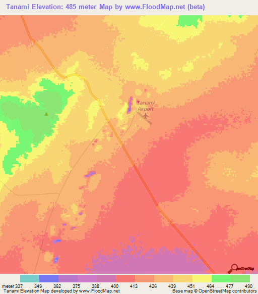 Tanami,Australia Elevation Map