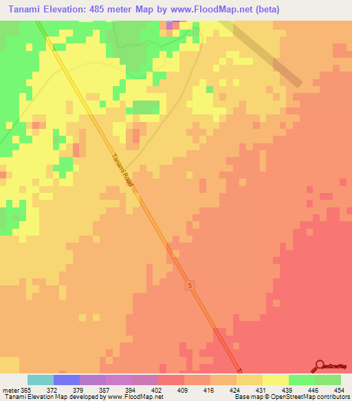 Tanami,Australia Elevation Map