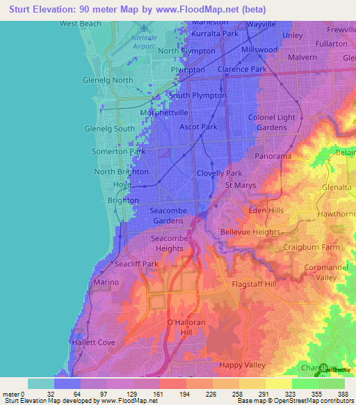 Sturt,Australia Elevation Map