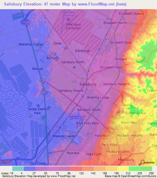 Salisbury,Australia Elevation Map