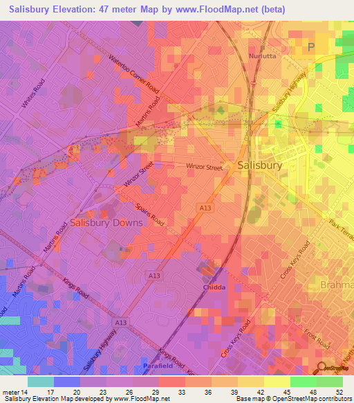 Salisbury,Australia Elevation Map