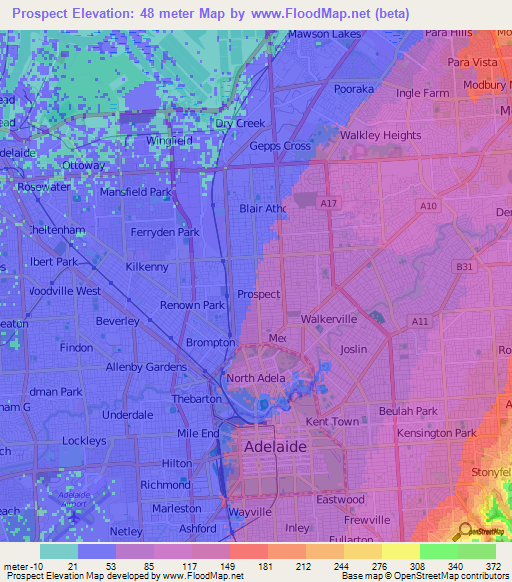Prospect,Australia Elevation Map