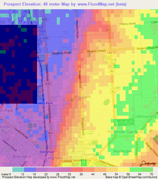 Prospect,Australia Elevation Map