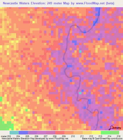 Newcastle Waters,Australia Elevation Map