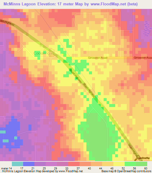 McMinns Lagoon,Australia Elevation Map