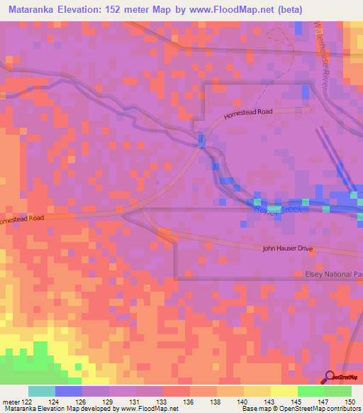 Mataranka,Australia Elevation Map