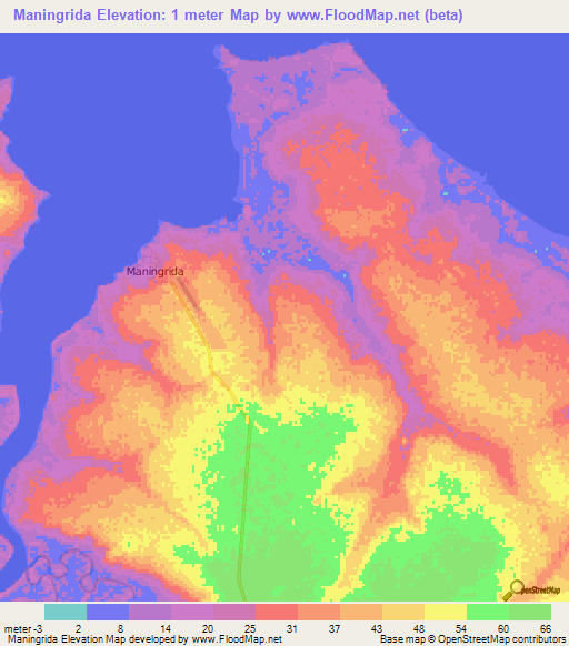 Maningrida,Australia Elevation Map