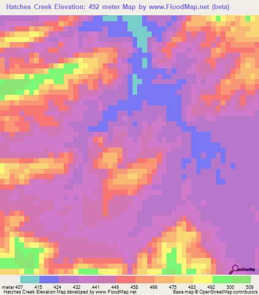 Hatches Creek,Australia Elevation Map