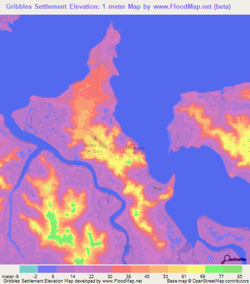 Gribbles Settlement,Australia Elevation Map