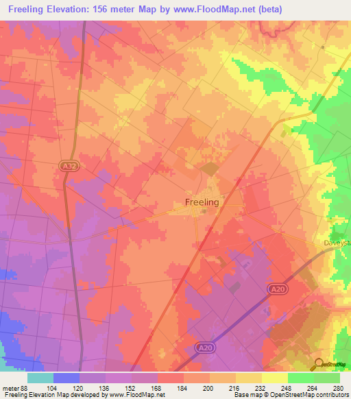 Freeling,Australia Elevation Map