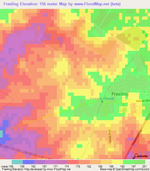 Freeling,Australia Elevation Map