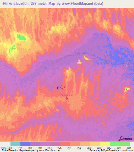 Finke,Australia Elevation Map