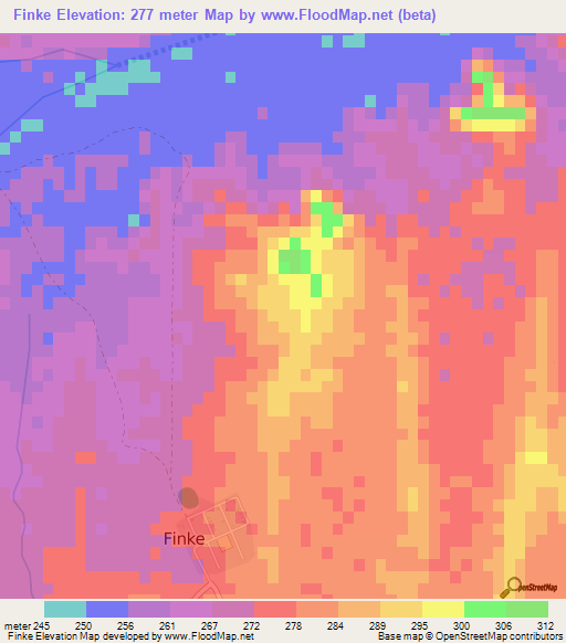 Finke,Australia Elevation Map