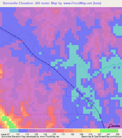 Burrundie,Australia Elevation Map