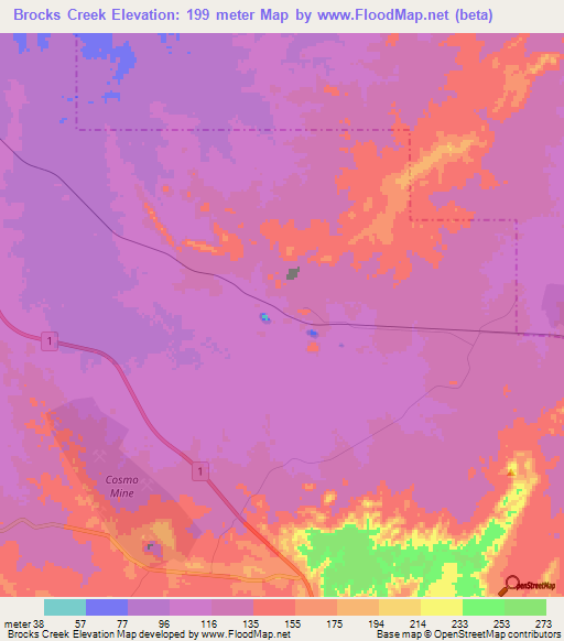 Brocks Creek,Australia Elevation Map