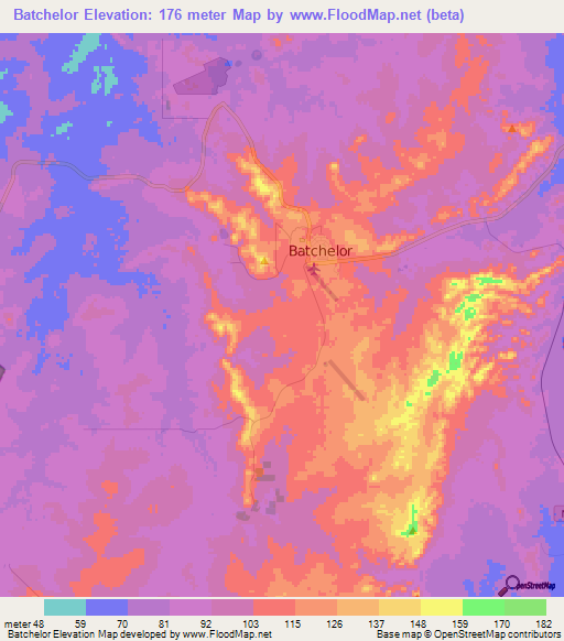 Batchelor,Australia Elevation Map