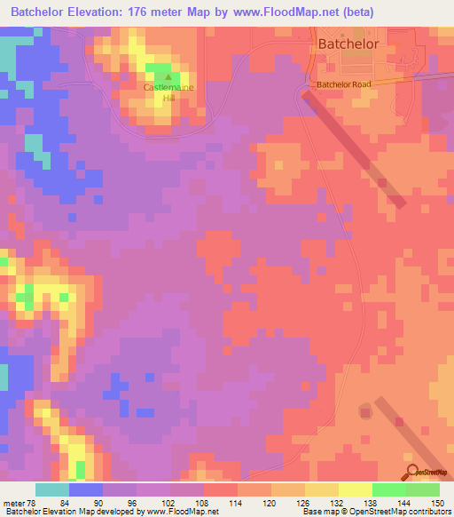 Batchelor,Australia Elevation Map