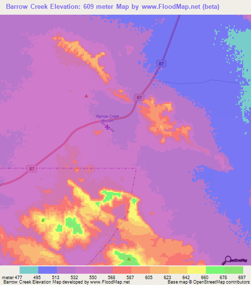 Barrow Creek,Australia Elevation Map