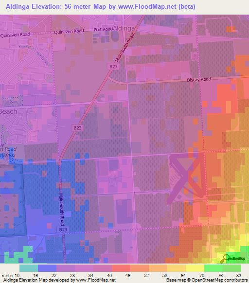 Aldinga,Australia Elevation Map