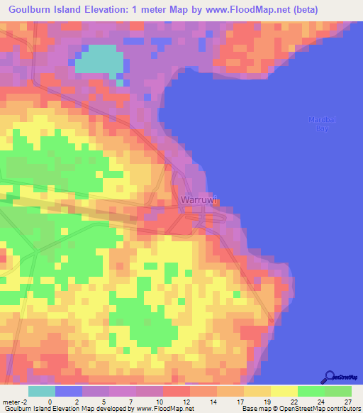 Goulburn Island,Australia Elevation Map