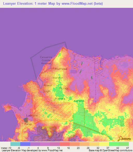 Leanyer,Australia Elevation Map