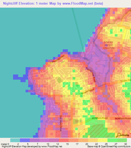 Nightcliff,Australia Elevation Map