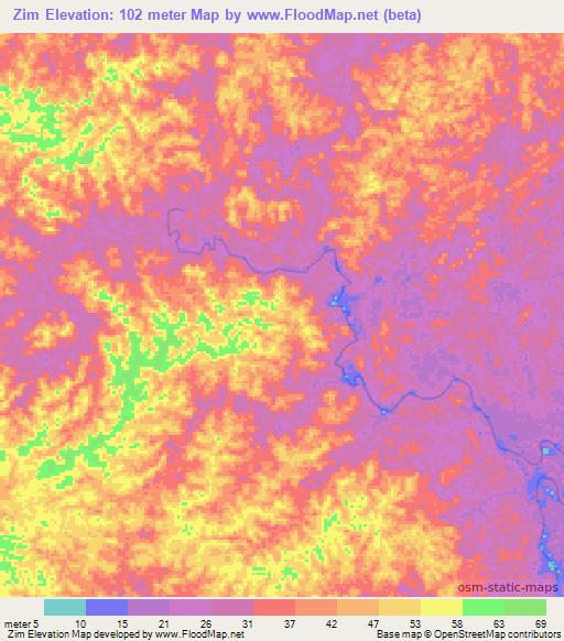 Zim,Papua New Guinea Elevation Map