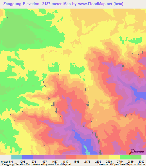 Zanggung,Papua New Guinea Elevation Map