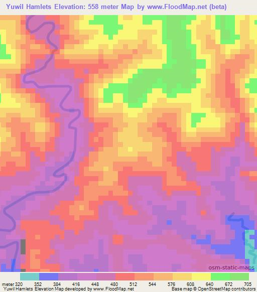 Yuwil Hamlets,Papua New Guinea Elevation Map